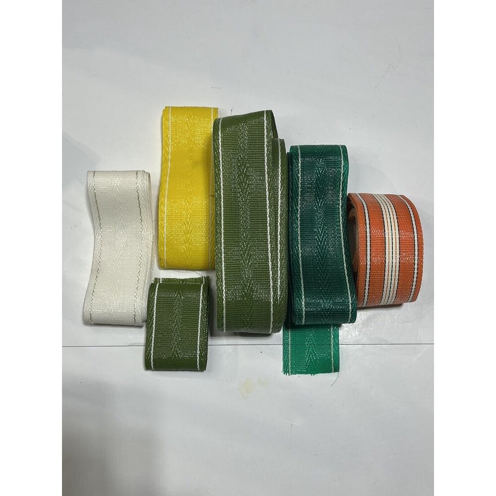 Mixed Lot Of Over 100 Feet VTG Re-Web Kit Lawn Chair Webbing Green Yellow Orange